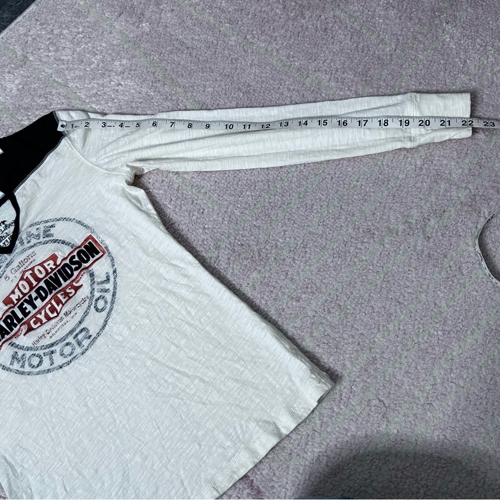 2013 Harley Davidson Black Cream Embroidered Logo Graphic Long Sleeve Tee Small - Picture 12 of 13